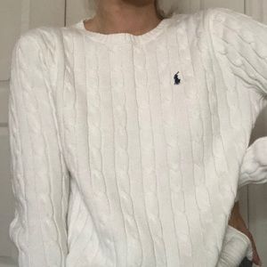 Knit polo sweater in white